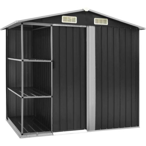 Cobertizo jardín y estantería hierro antracita 205x130x183 cm vidaXL