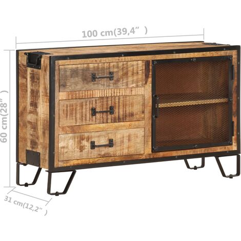 Aparador de madera maciza de mango en bruto 100x31x60 cm vidaXL
