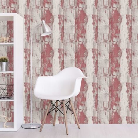 Papel de pared madera rojo y beige DUTCH WALLCOVERINGS