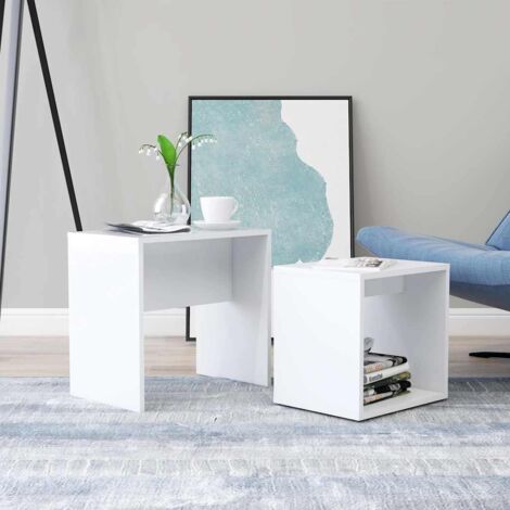 Juego de mesas de centro madera contrachapada blanco 48x30x45cm vidaXL