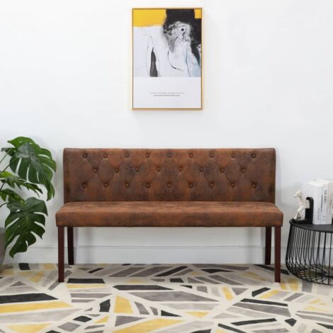 Banco de piel de ante artificial marrón 148,5 cm vidaXL (1/5)