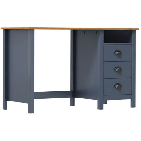 Escritorio Hill con 3 cajones madera de pino gris 120x50x74 cm vidaXL