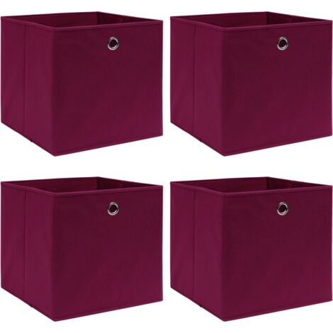 Cajas de almacenaje 4 uds tela rojo oscuro 32x32x32 cm vidaXL