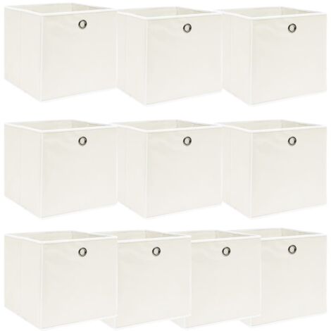 Cajas de almacenaje 10 uds tela blanco 32x32x32 cm vidaXL
