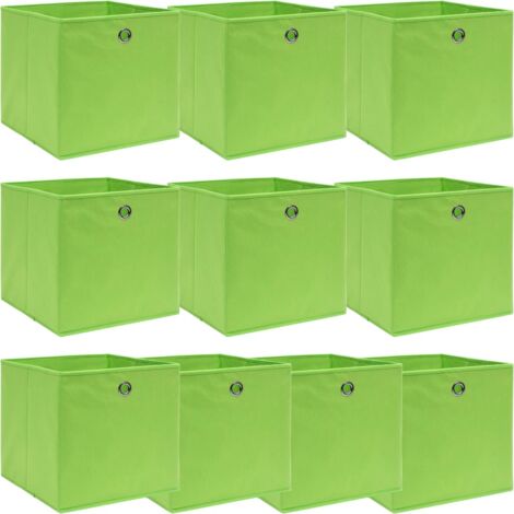 Cajas de almacenaje 10 uds tela verde 32x32x32 cm vidaXL