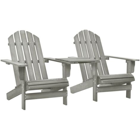 Sillas Adirondack de jardín y mesita madera maciza abeto gris vidaXL