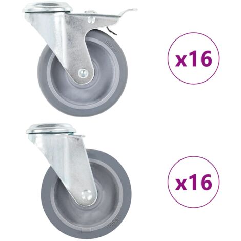 Ruedas giratorias con agujero pasador 32 unidades 100 mm vidaXL
