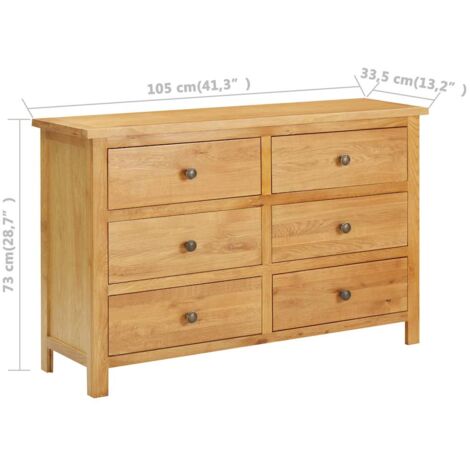 Cajonera de madera de roble macizo 105x33,5x73 cm vidaXL