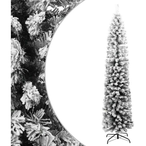 Árbol de Navidad artificial delgado verde con nieve PVC 240 cm vidaXL