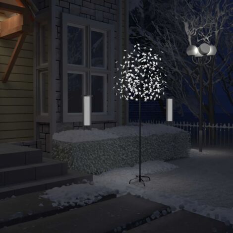 Árbol de Navidad 220 LEDs luz blanca fría flores de cerezo 220 cm vidaXL