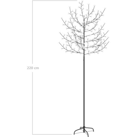 Árbol de Navidad 220 LEDs luz blanca fría flores de cerezo 220 cm vidaXL