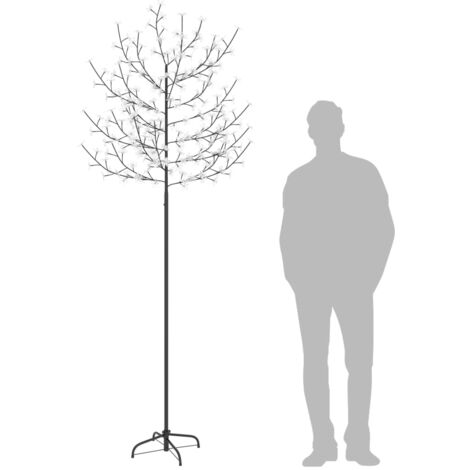 Árbol de Navidad 220 LEDs luz blanca fría flores de cerezo 220 cm vidaXL