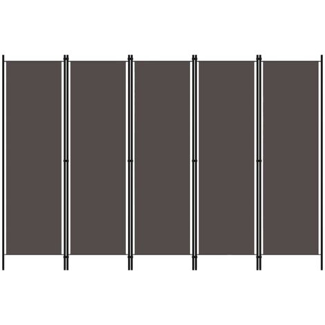 Biombo divisor de 5 paneles gris antracita 250x180 cm vidaXL