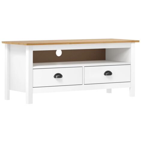 Mueble de TV Hill madera maciza de pino blanco 110x40x47 cm vidaXL (1/4)