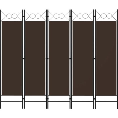 Biombo divisor de 5 paneles marrón 200x180 cm vidaXL