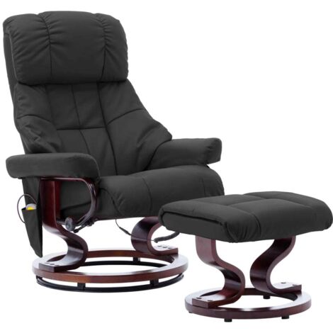 Sillón reclinable masaje cuero sintético madera curvada gris vidaXL (1/5)