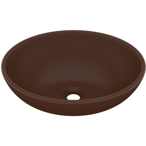 Lavabo de lujo ovalado cerámica marrón oscuro mate 40x33 cm vidaXL