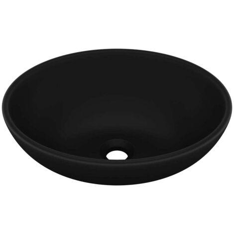 Lavabo de lujo ovalado cerámica negro mate 40x33 cm vidaXL