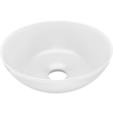 Lavabo de cuarto de baño redondo cerámica blanco mate vidaXL
