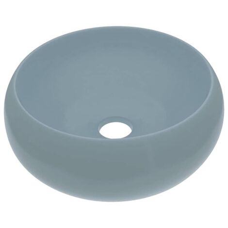 Lavabo de lujo redondo cerámica azul claro mate 40x15 cm vidaXL