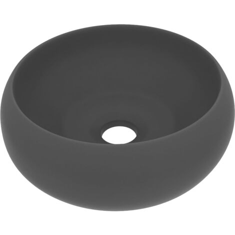 Lavabo de lujo redondo cerámica gris oscuro mate 40x15 cm vidaXL