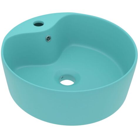 Lavabo lujo con rebosadero cerámica verde claro mate 36x13 cm vidaXL