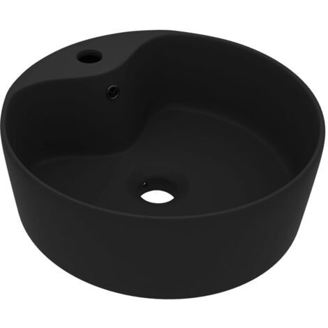 Lavabo lujoso con rebosadero cerámica negro mate 36x13 cm vidaXL
