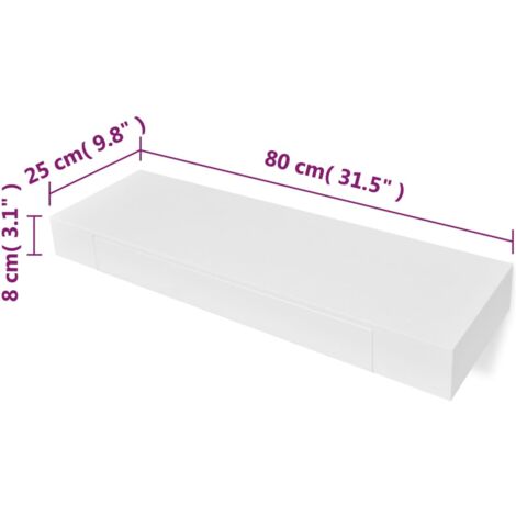 Estante flotante pared con 1 cajón MDF blanco para libros/DVD vidaXL