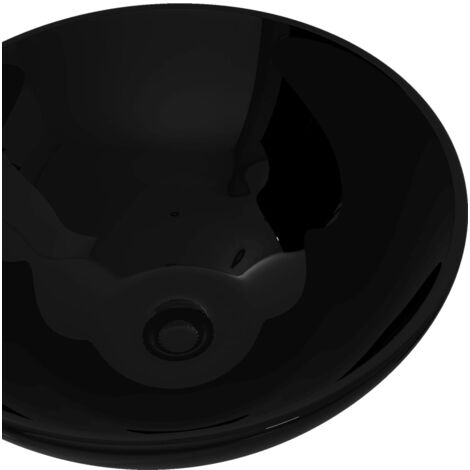 Lavabo de cerámica negro redondo vidaXL