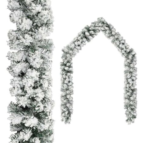 Guirnalda de Navidad con nieve flocada verde 10 m PVC vidaXL