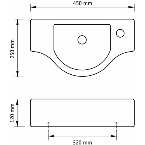 Lavabo de cerámica con orificio de grifo/desagüe negro vidaXL
