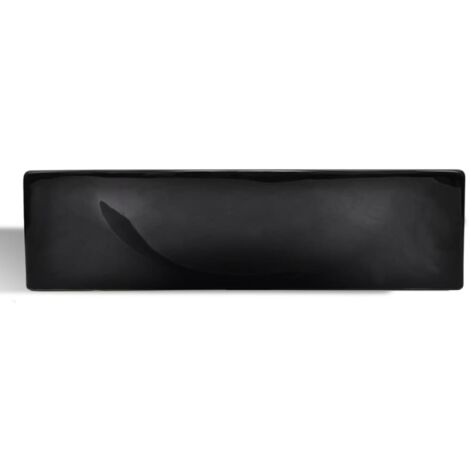Lavabo de cerámica con orificio de grifo/desagüe negro vidaXL