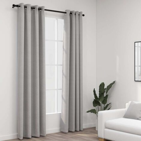 Cortinas opacas con ojales look de lino 2 pzas gris 140x225 cm vidaXL