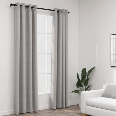 Cortinas opacas con ojales look de lino 2 pzas gris 140x245 cm vidaXL