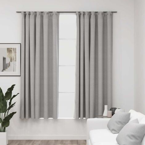 Cortinas opacas con ganchos look de lino 2 pzas gris 140x175 cm vidaXL
