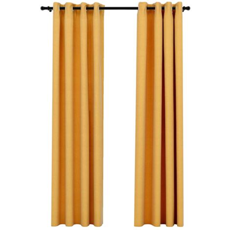 Cortinas opacas con ojales look lino 2 pzas amarillo 140x225 cm vidaXL