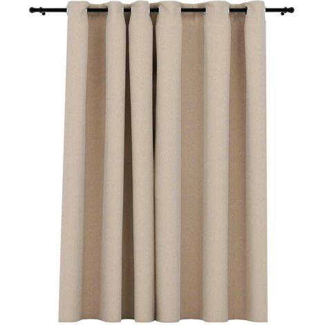 Cortina opaca con ojales look de lino beige 290x245 cm vidaXL