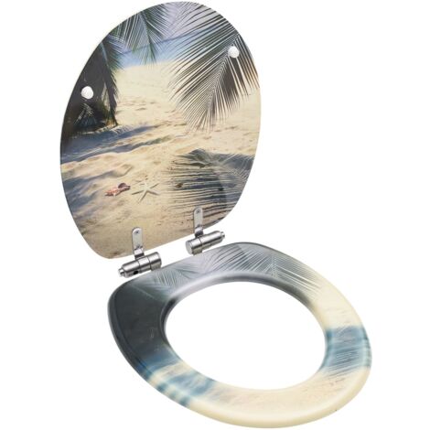 Tapa de váter WC de cierre suave MDF diseño de playa vidaXL