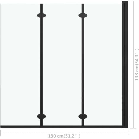 Mampara de ducha plegable 3 paneles ESG 130x138 cm negro vidaXL