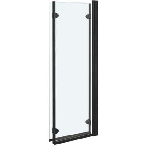 Mampara de ducha plegable 3 paneles ESG 130x138 cm negro vidaXL