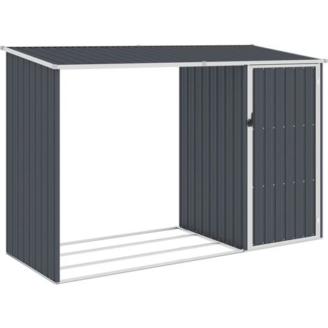Cobertizo jardín leña antracita acero galvanizado 245x98x159cm vidaXL
