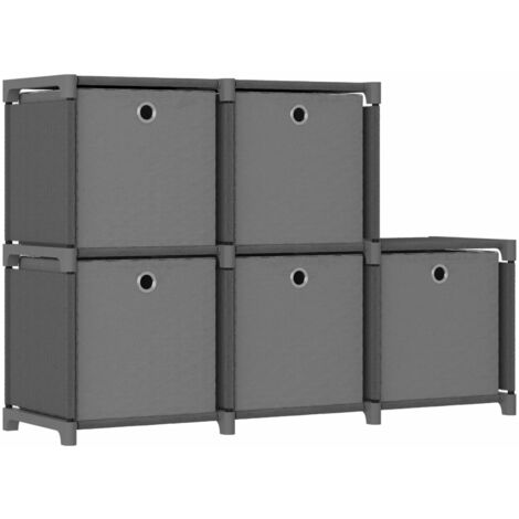 Estantería de 5 cubos con cajas tela gris 103x30x72,5 cm vidaXL