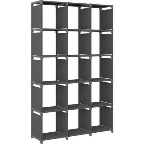 Estantería de 15 cubos de tela gris 103x30x175,5 cm vidaXL