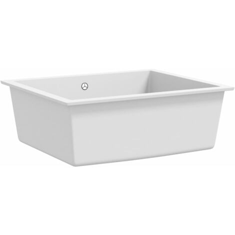 Fregadero de cocina con rebosadero granito blanco vidaXL