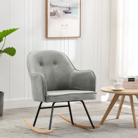 Silla mecedora de terciopelo gris vidaXL