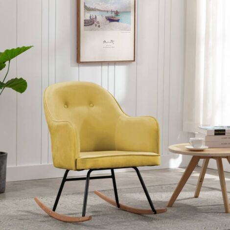 Silla mecedora de terciopelo amarillo mostaza vidaXL