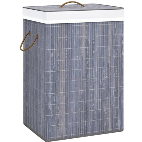 Cesta para la ropa sucia de bambú de una sección gris vidaXL