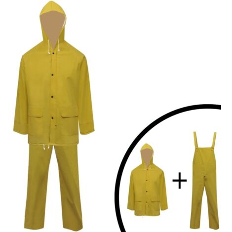 Chubasquero impermeable reforzado capucha 2 pzas XXL amarillo vidaXL