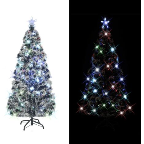 Árbol de Navidad preiluminado con soporte y LED fibra óptica 150 cm vidaXL