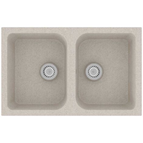 Fregadero de Cocina Beige 760x480x184 mm Granito vidaXL